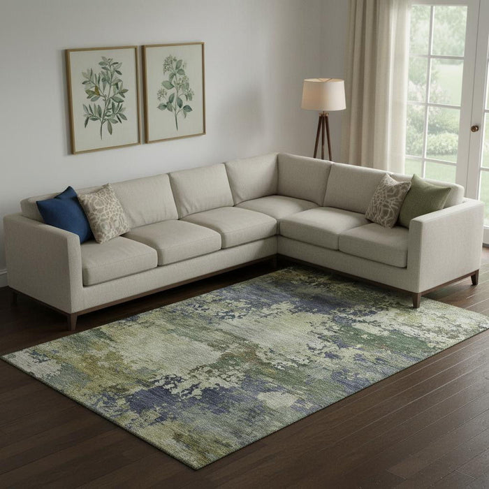 10' X 14' Abstract Washable Area Rug With UV Protection (717008) - Purple / Beige