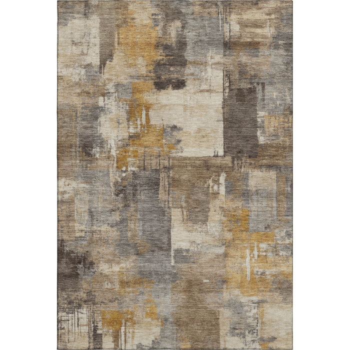 10' X 14' Abstract Washable Area Rug With UV Protection (717026) - Brown / Beige