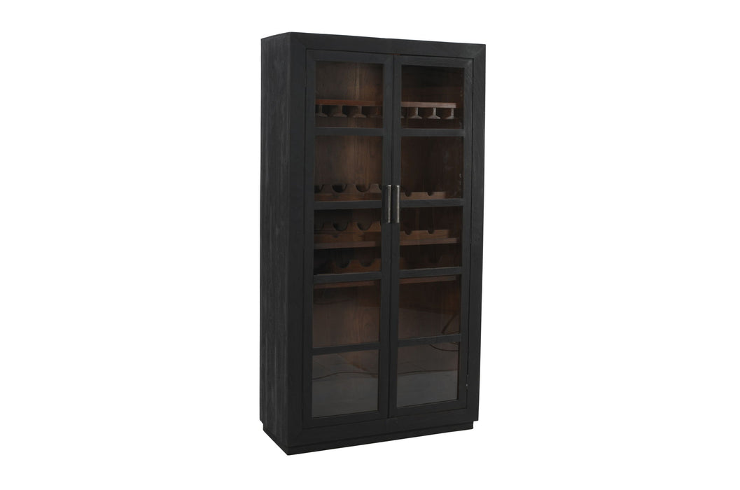 80" Distressed Solid Wood Bar Cabinet With Two Doors - Dark Gray