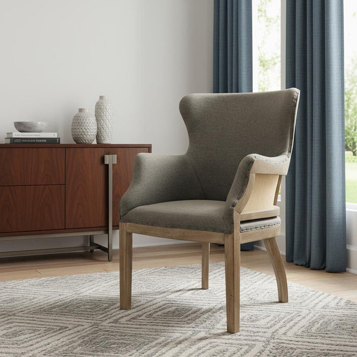 Linen Solid Color Arm Chair - Gray / Natural