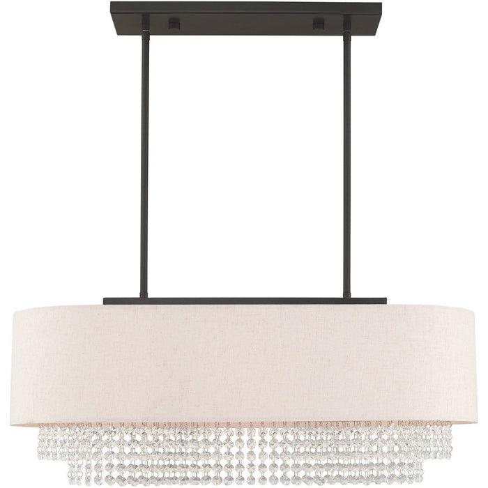 21'' Three Light Dimmable Chandelier With Shades - Bronze