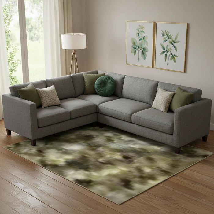 10' X 14' Abstract Washable Area Rug With UV Protection (716791) - Sage / Beige