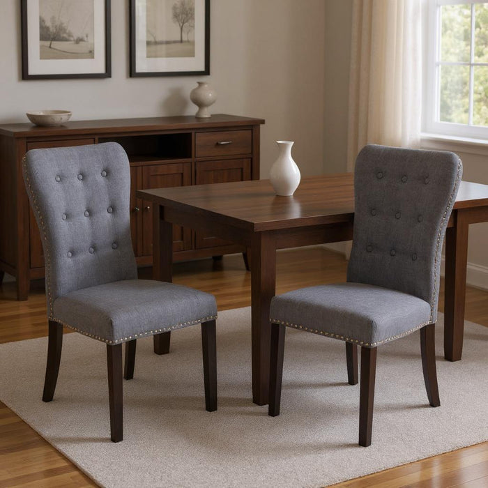 Fabric Wood Dining Side Chairs (Set of 2) - Gray