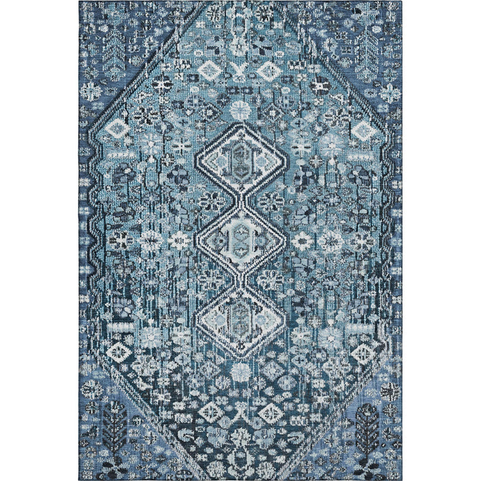 10' X 14' Geometric Washable Area Rug With UV Protection (705149) - Blue / Ivory