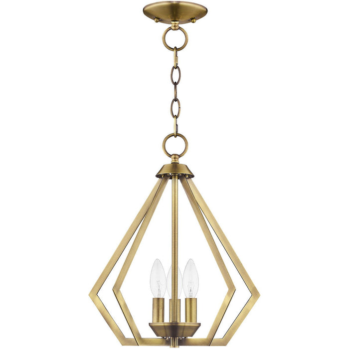 16'' Three Light Dimmable Chandelier With Shades - Antiqued Brass