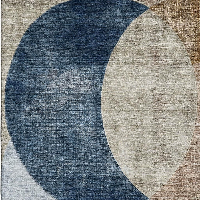 10' X 14' Geometric Washable Area Rug With UV Protection (686300) - Sky Blue / Brown / Beige