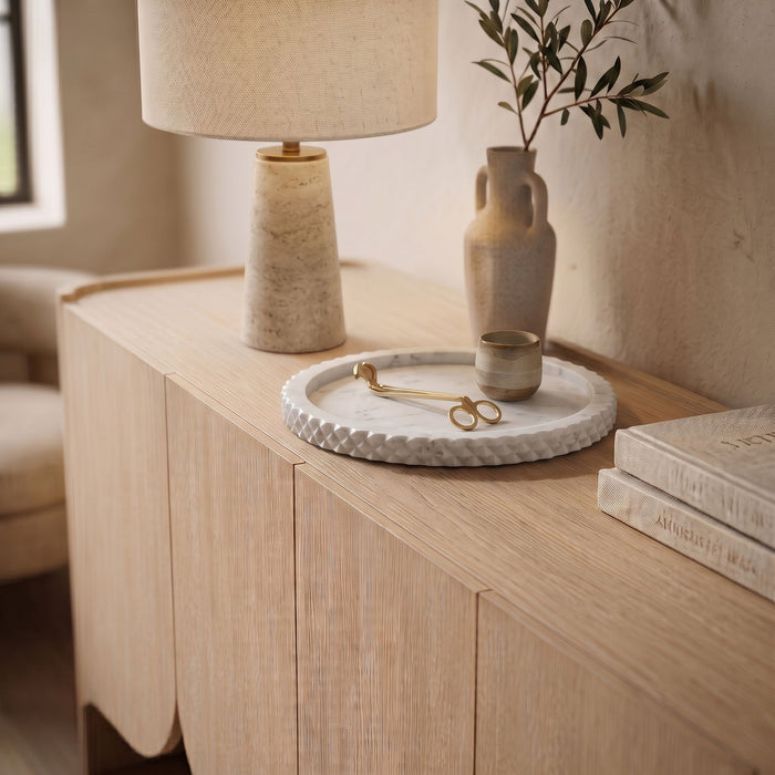 Meridian Furniture Russell genuine marble tray with sleek rectangular design and polished surface for elegant home decor.