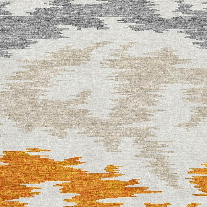 9' X 12' Transitional Abstract Washable Area Rug With UV Protection - Orange