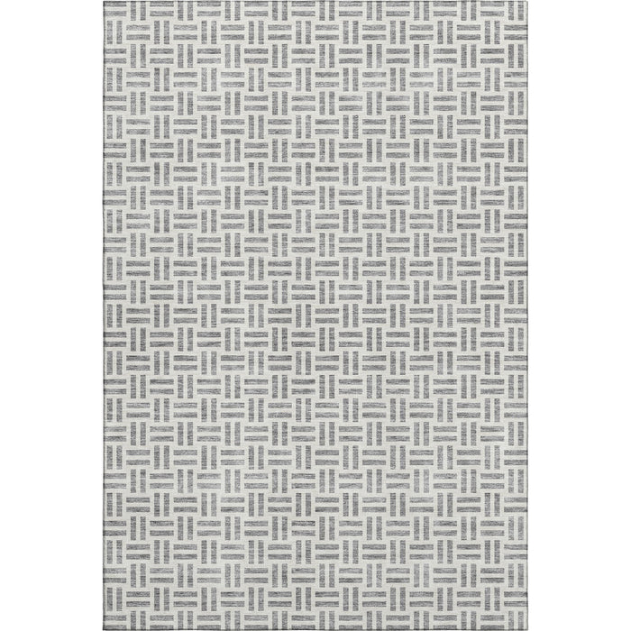 10' X 14' Geometric Washable Area Rug With UV Protection (677249) - Gray / Ivory