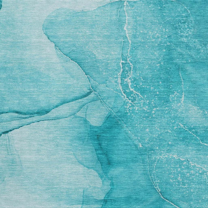 3' X 5' Abstract Washable Area Rug With UV Protection (646883) - Teal / Ivory
