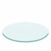 Giga 30-inch round tempered glass table top with clear, beveled edge and 2/5 inch thickness, transparent and polished for a sleek look.