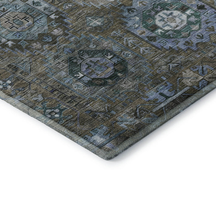 10' X 14' Medallion Washable Area Rug With UV Protection (714919) - Brown / Blue