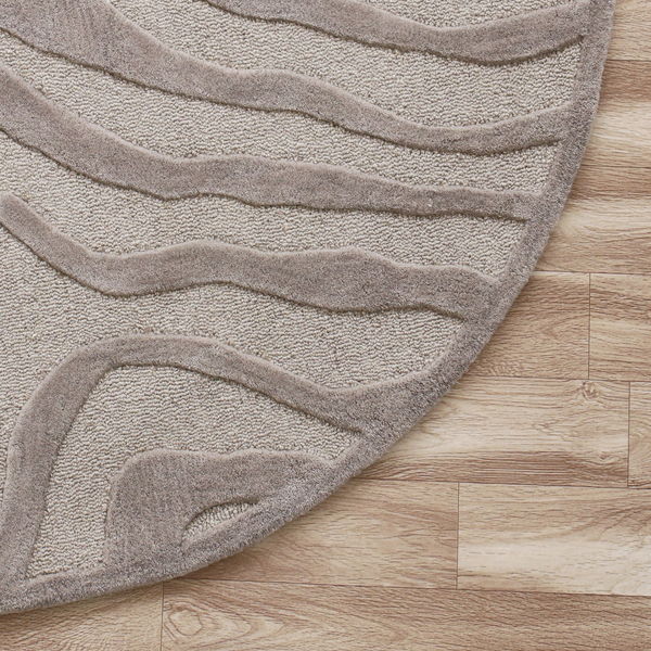 8' Round Pattern Area Rug - Taupe Zebra