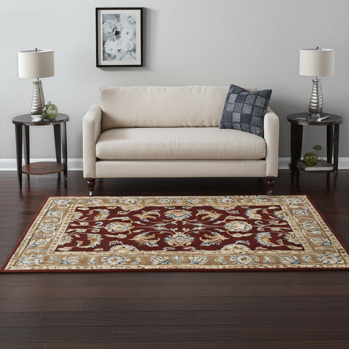 5' X 8' Oriental Hand Tufted Area Rug - Red
