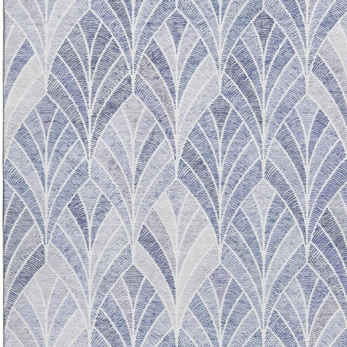 10' X 14' Geometric Washable Area Rug With UV Protection (667593) - Denim Blue / Ivory