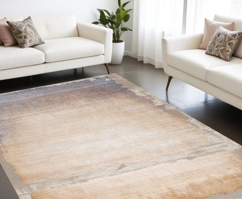 8' x 10' Abstract Non Skid Area Rug - Beige And Blue