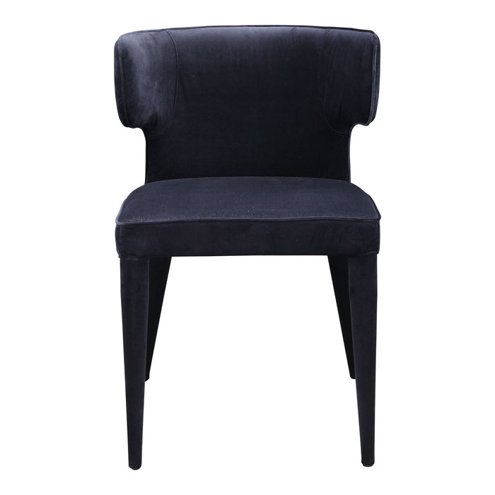 Upholstered Velvet Wing Back Dining Side Chair - Black