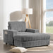 Giga oversized rabbit fur chaise lounge with storage ottoman, armrests, cup holders, and deep seat for indoor comfort.