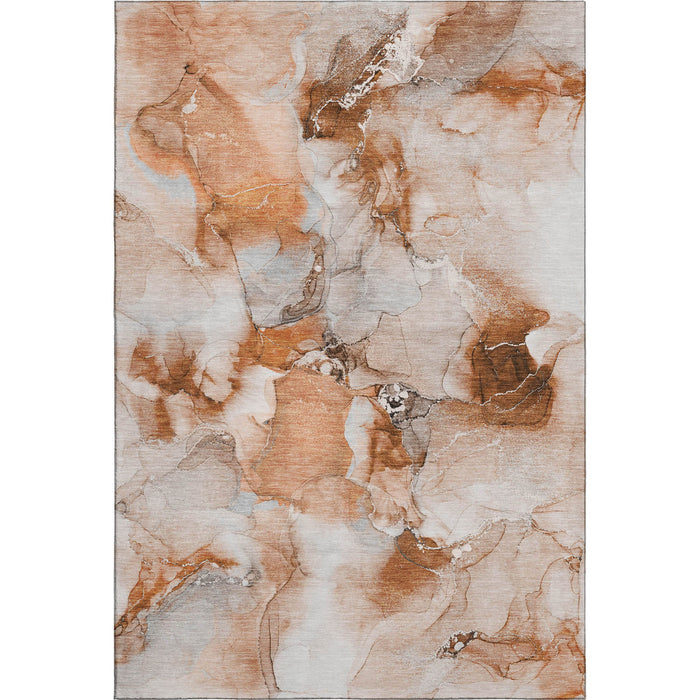 10' X 14' Abstract Washable Area Rug With UV Protection (647476) - Rust / Ivory