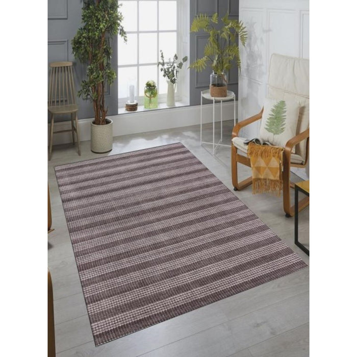 5' x 8' Striped Hand Loomed Area Rug - Rust And White