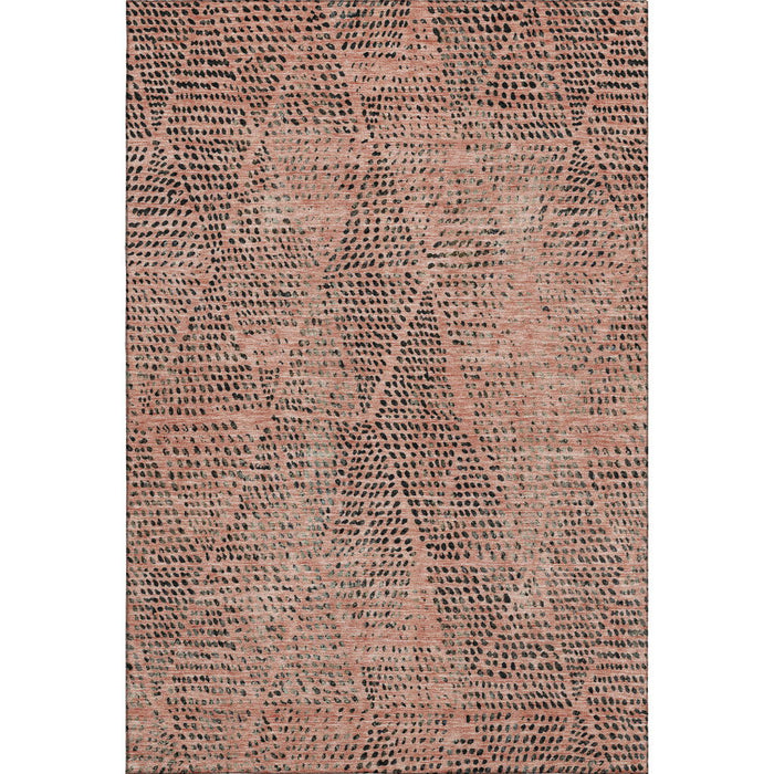10' X 14' Diamond Washable Area Rug With UV Protection (650608) - Salmon / Charcoal