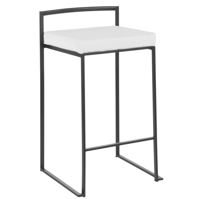 Fuji - Stackable Counter Stool - Black With White Velvet (Set of 2)