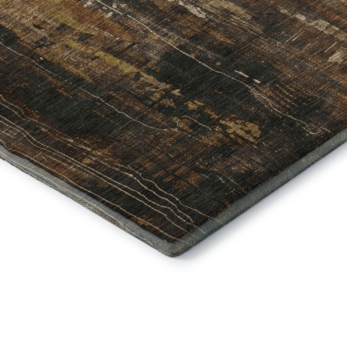 10' X 14' Abstract Washable Area Rug With UV Protection (697122) - Taupe / Copper / Ivory