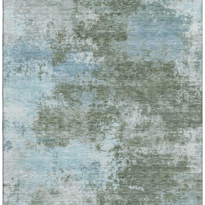 10' X 14' Abstract Washable Area Rug With UV Protection (716905) - Sage / Sky Blue