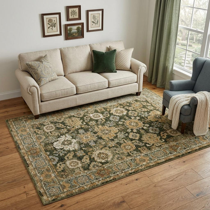 5' X 7' Oriental Area Rug (576176) - Green / Brown / Beige