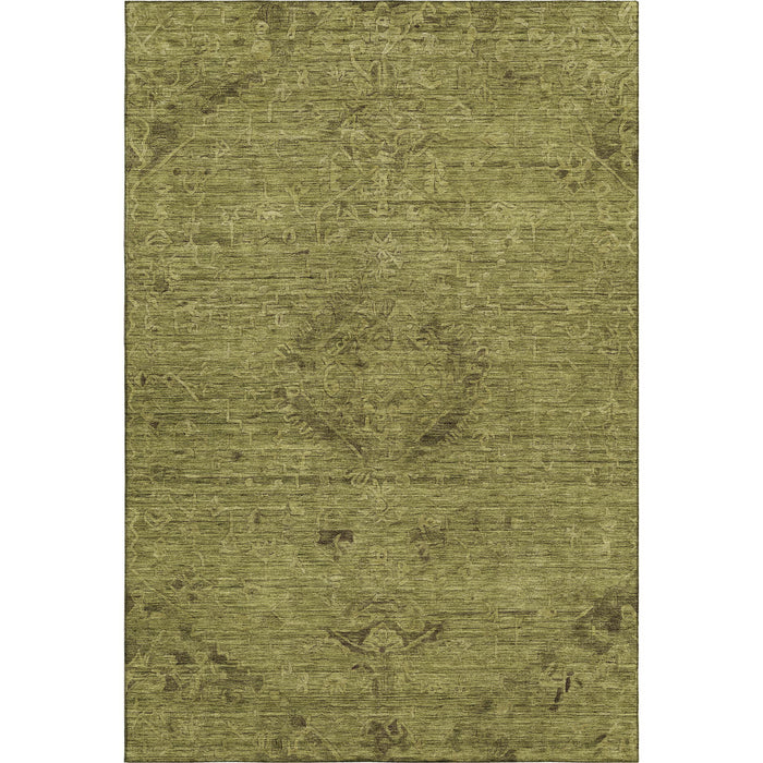 10' X 14' Medallion Washable Area Rug With UV Protection (684630) - Olive Green / Gray