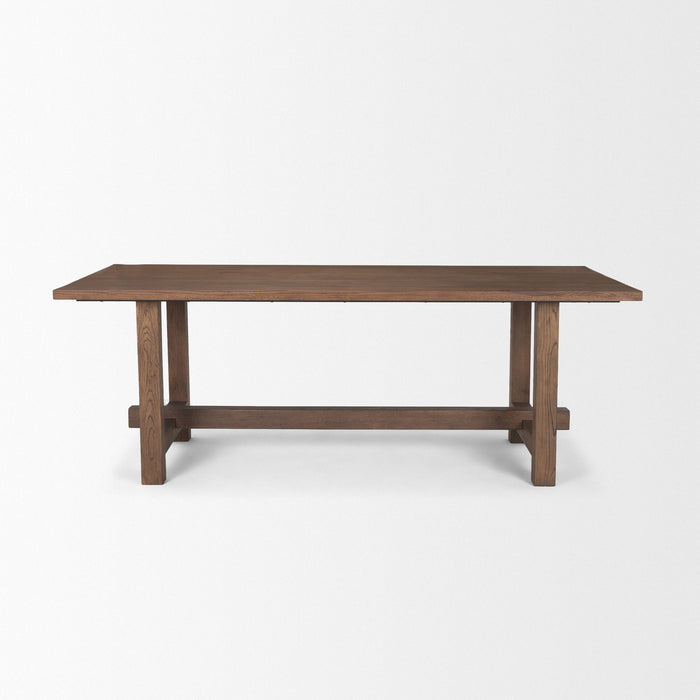 84" Solid Wood Trestle Base Dining Room Table - Brown