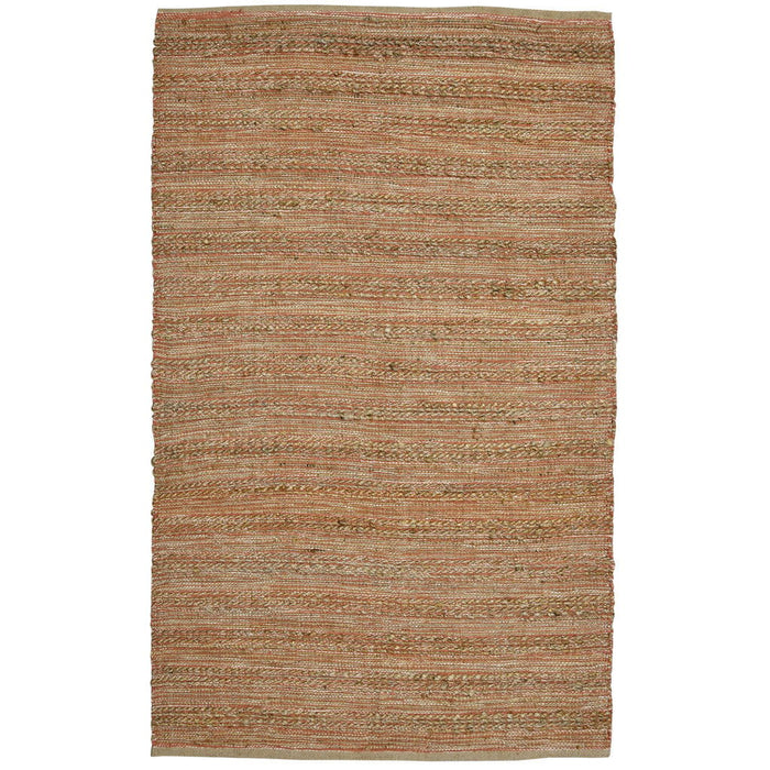 8' X 10' Jute Striped Flatweave Handmade Area Rug - Brown And Brick