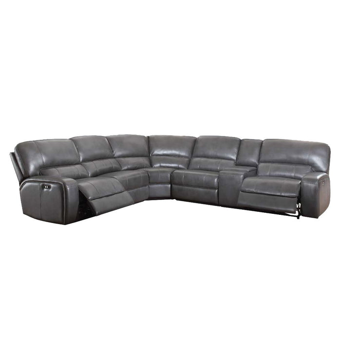 Saul - Sectional Sofa - Gray Leather-Aire