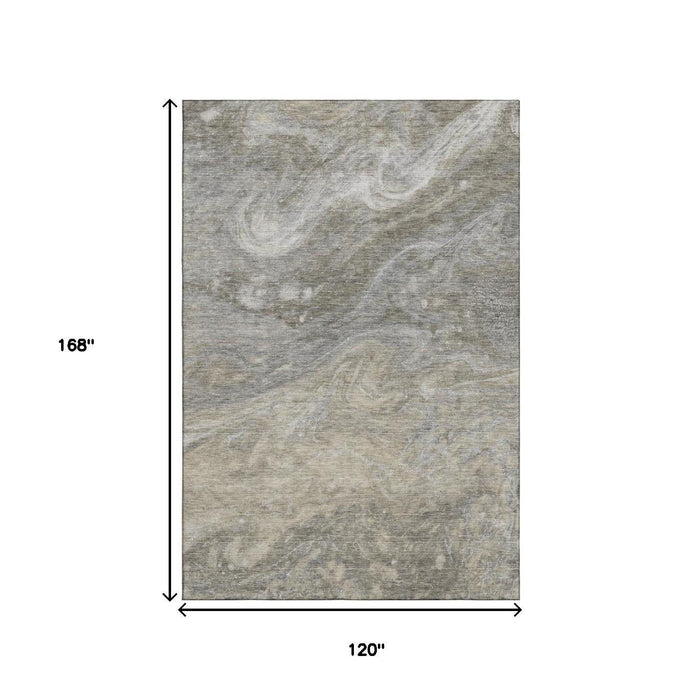 10' X 14' Abstract Washable Area Rug With UV Protection (650860) - Taupe / Gray / Ivory
