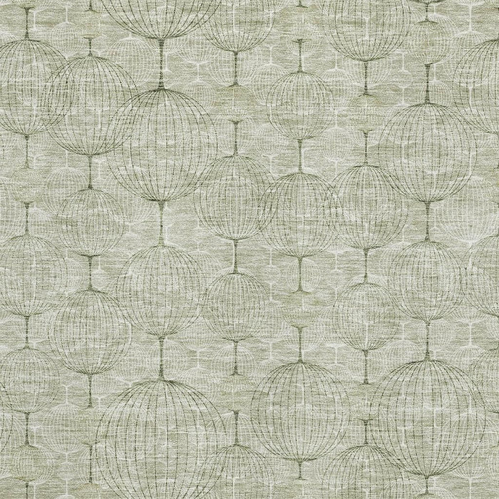 14' X 10' Geometric Washable Area Rug With UV Protection - Artichoke Green And Ivory