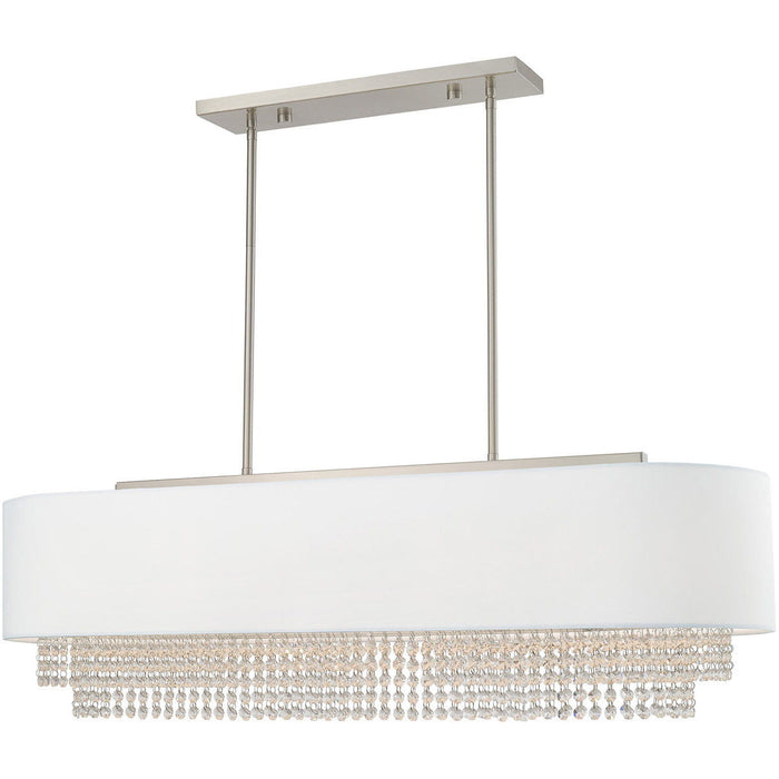 21" Five Light Dimmable Chandelier With Shades - Nickel