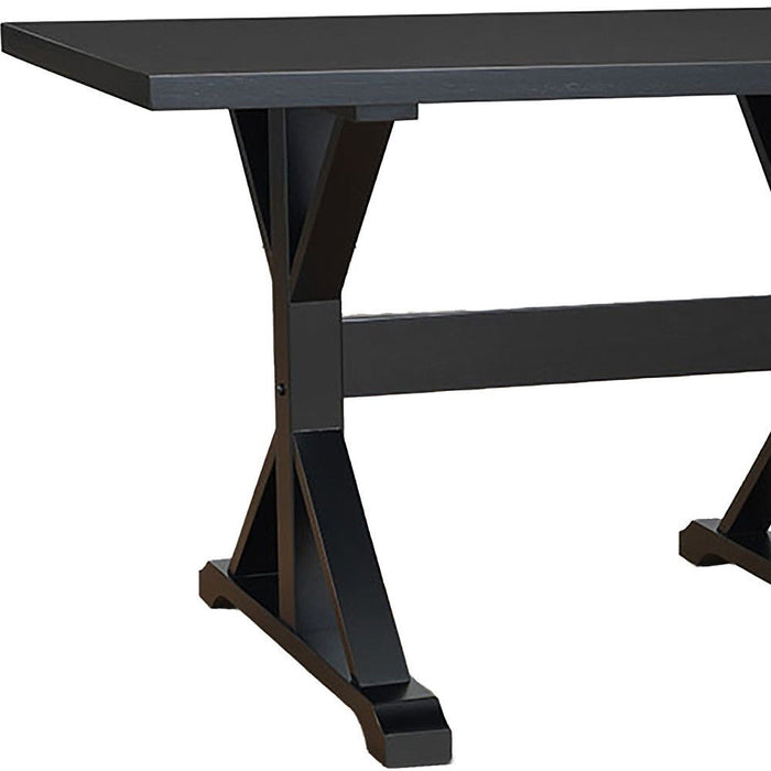 48" Solid Wood Trestle Base Dining Table - Black