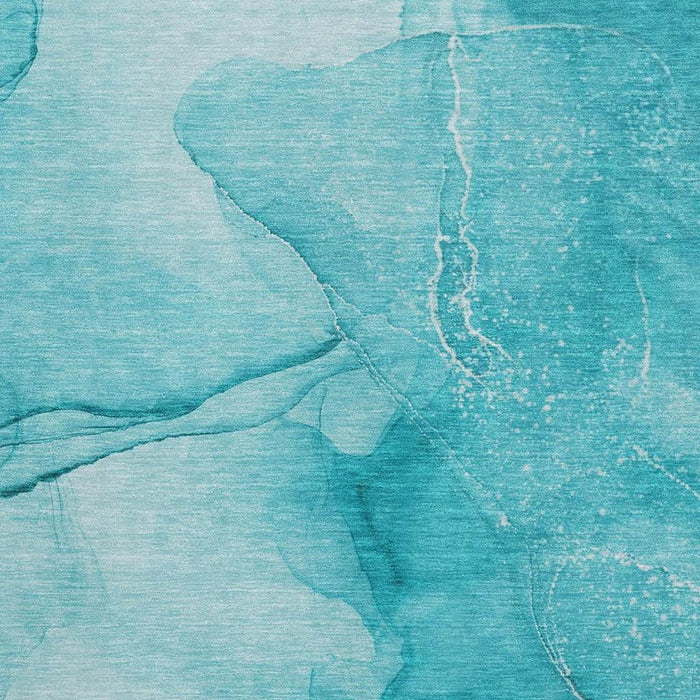 9' X 12' Abstract Washable Area Rug With UV Protection (646887) - Teal / Ivory