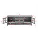 Giga TV stand with dual drawers and hidden storage, soft-closing doors, sleek panel design, perfect for modern entertainment setups.