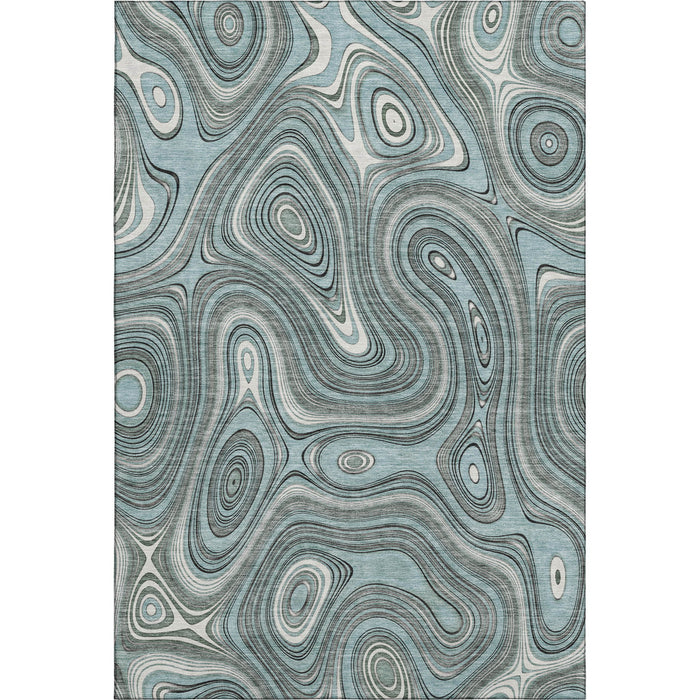 10' X 14' Geometric Washable Area Rug With UV Protection (717741) - Sky Blue / Ivory