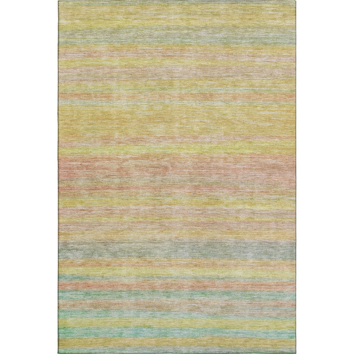 10' X 14' Striped Washable Area Rug With UV Protection (695684) - Gold / Blush / Teal