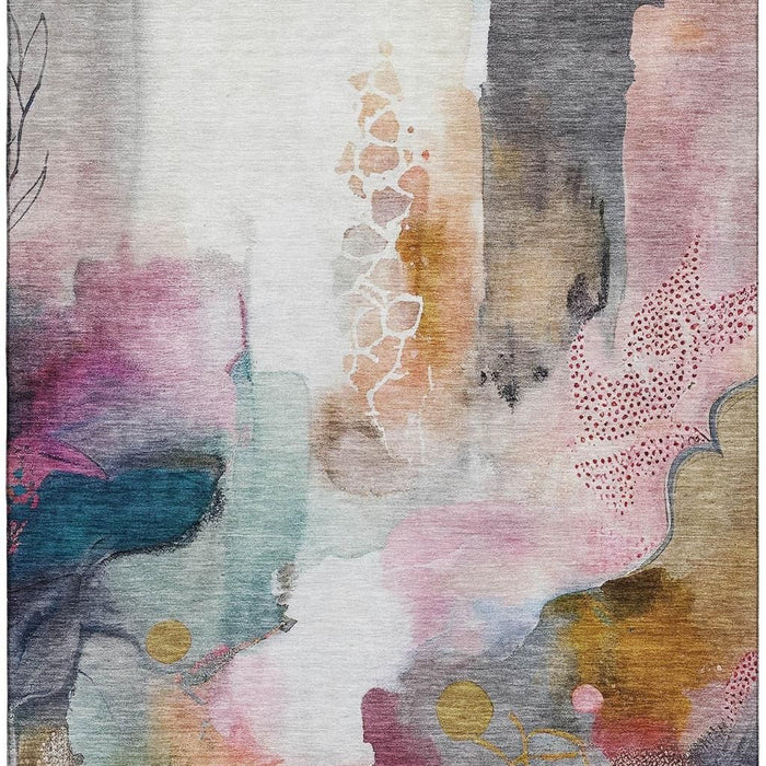 10' X 14' Abstract Washable Area Rug With UV Protection (714763) - Blush / Ivory