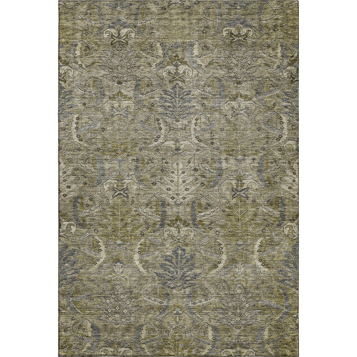 10' X 14' Damask Washable Area Rug With UV Protection (683896) - Taupe / Gold / Beige