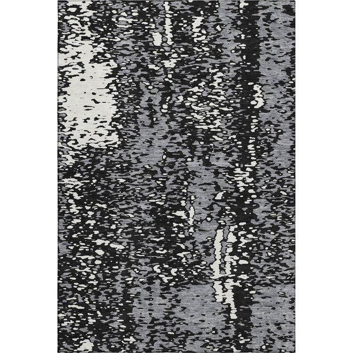 10' X 14' Abstract Washable Area Rug With UV Protection (675420) - Black / Gray / Ivory