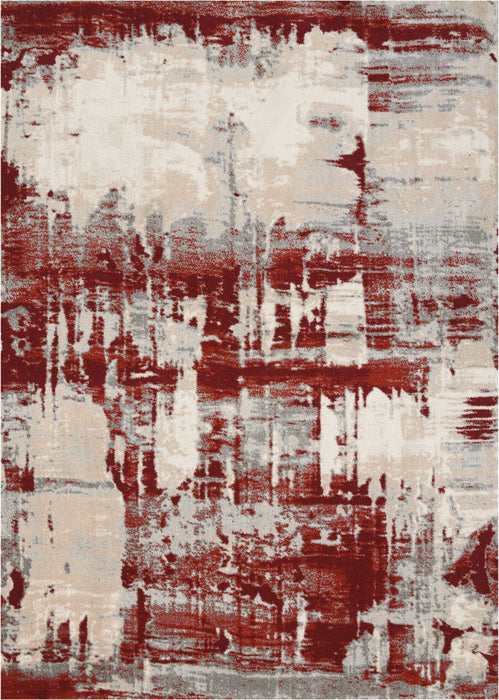 8' X 11' Abstract Non Skid Area Rug - Ivory And Gray