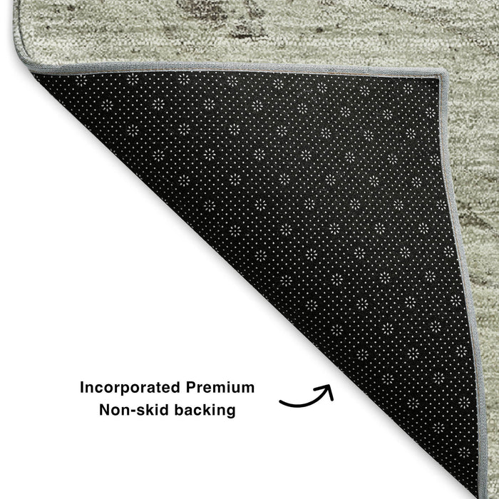 10' X 14' Abstract Washable Area Rug With UV Protection (653476) - Taupe / Ivory