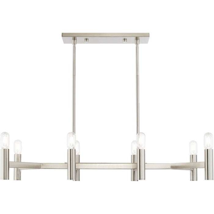 18" Eight Light Dimmable Chandelier With Shades - Nickel