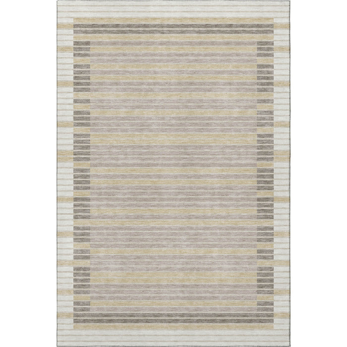 10' X 14' Striped Washable Area Rug With UV Protection (693474) - Ivory / Tan / Taupe