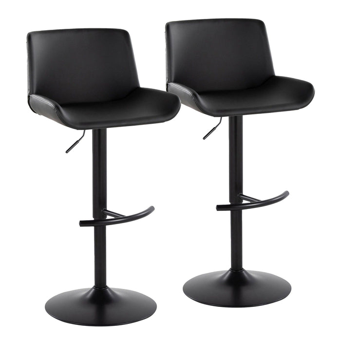 Santi - Upholstered Adjustable Barstool With Swivel And Rounded T Footrest (Set of 2) - Black Metal