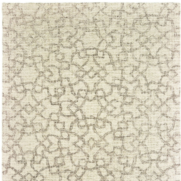 10' X 13' Wool Geometric Hand Tufted Area Rug - Tan And Ivory